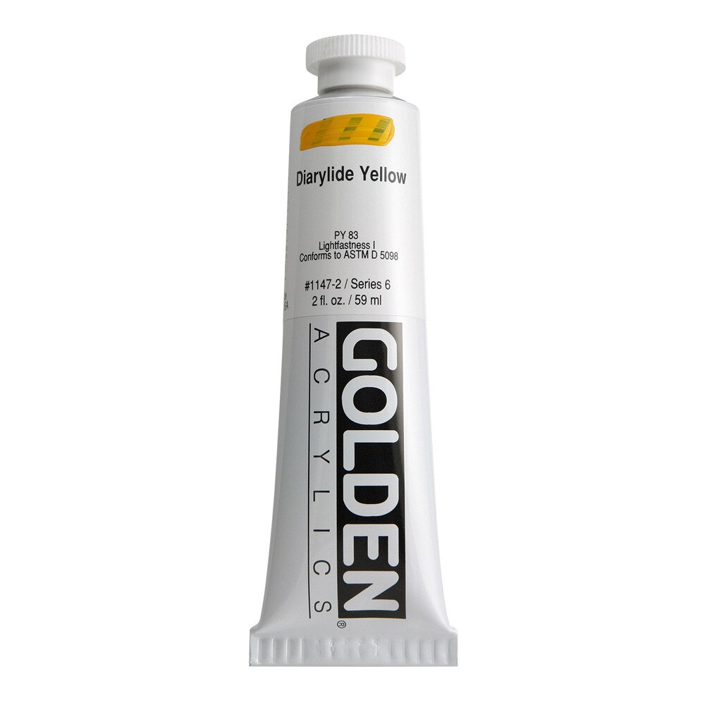 Golden Heavy Body Acrylic Tube 2oz Diaryland Yellow